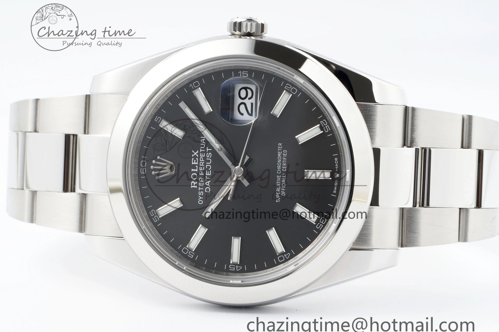 0107 Sophisticated DateJust 41 SS Polished Bezel KING 1:1 Best Edition 904L Steel Gray Stick Dial on Oyster Bracelet VR 2162